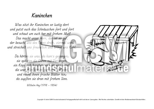 Kaninchen Gedicht Kaninchen Gedicht